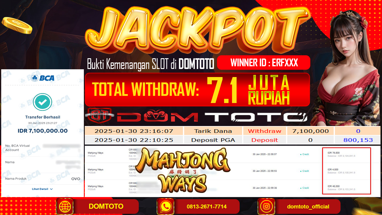 JACKPOT SLOT MAHJONG WAYS 30 JANUARI 2025